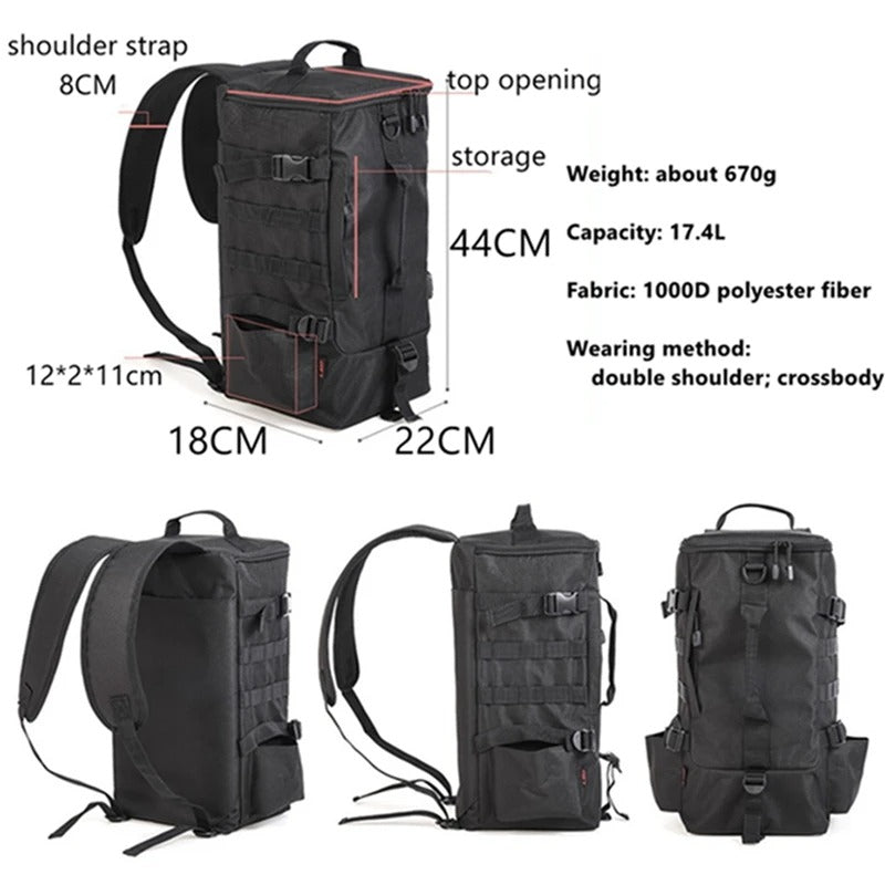 Backpack Fishing Rod Holder - 17L - Black Bag