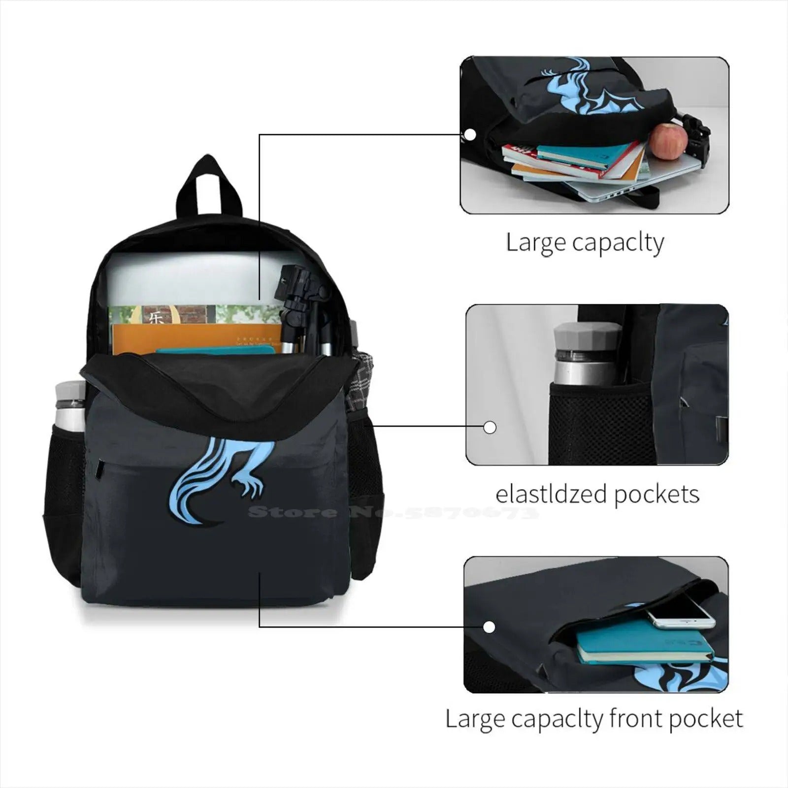 Backpack with Dragon Logo - Backpack - Black