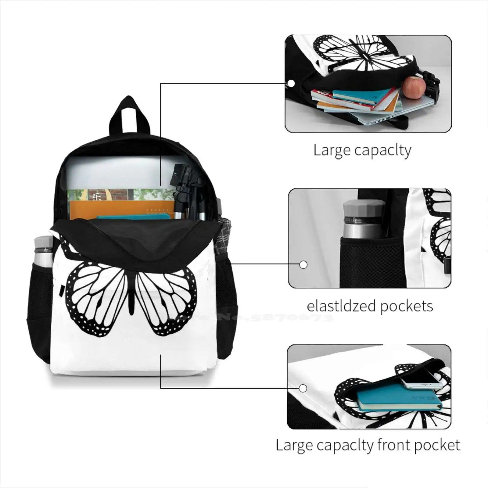 Black and White Butterfly Backpack