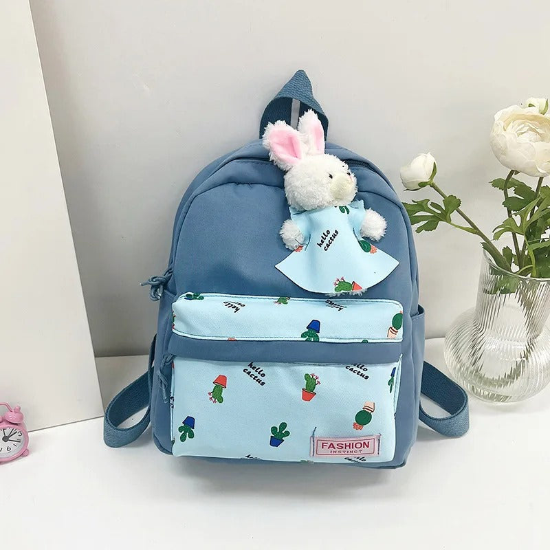 Bunny Print Backpack - Blue