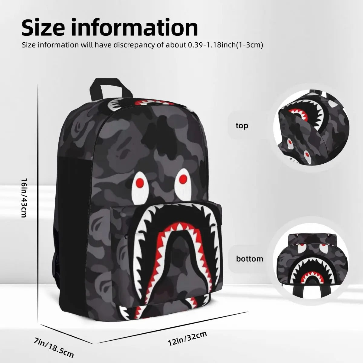 Cool Shark Backpack - 36x32x10cm