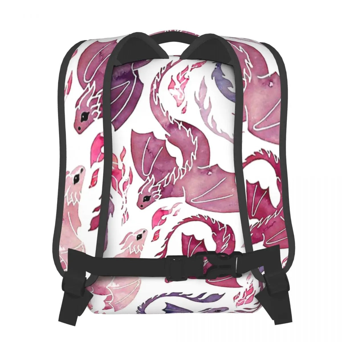 Dragon Print Backpack - Black / 31x15x42 CM