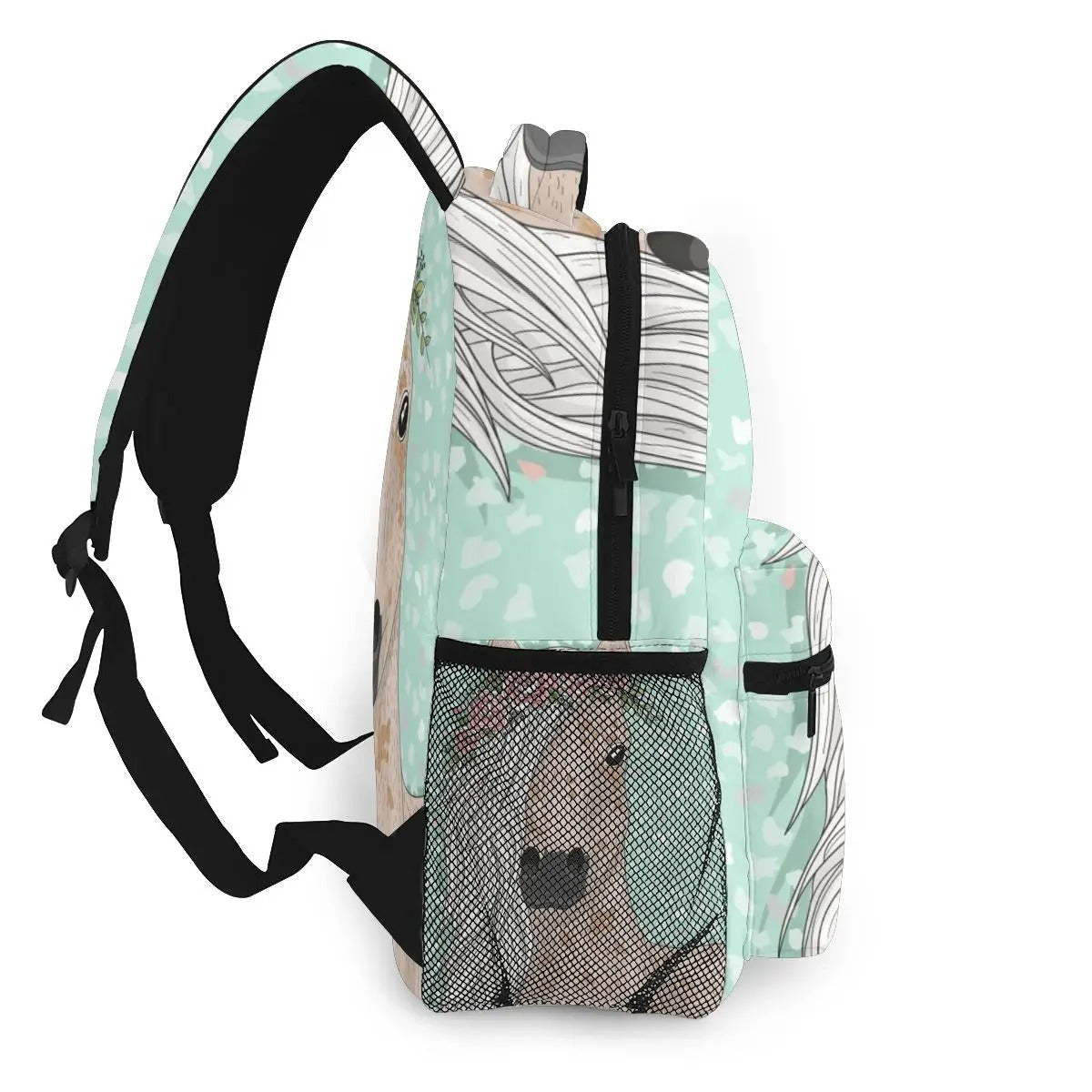 Flower Horse Backpack - Black / 16 Inches