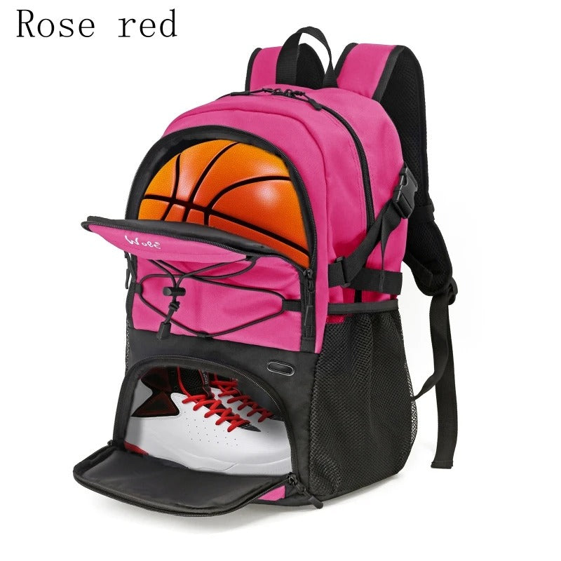 Large Basketball Backpack - Rose red