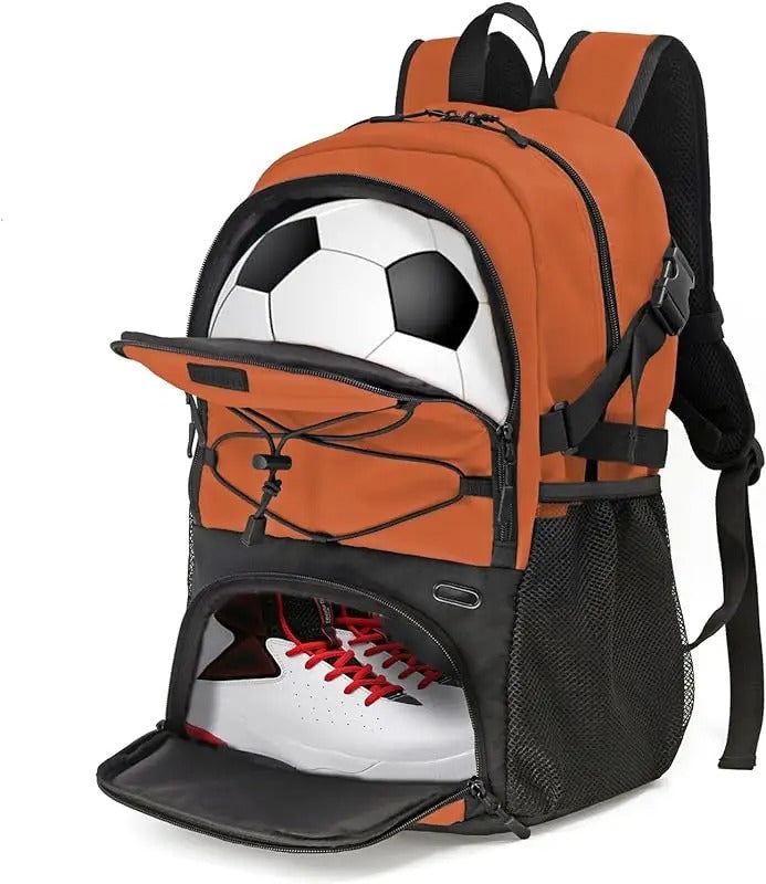 Orange Soccer Backpack - Coffee
