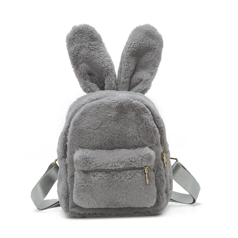 Plush Bunny Backpack - Gray