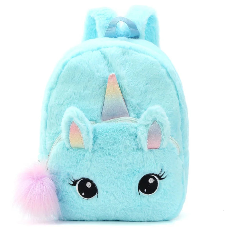 Plush Unicorn Backpack - Sky Blue