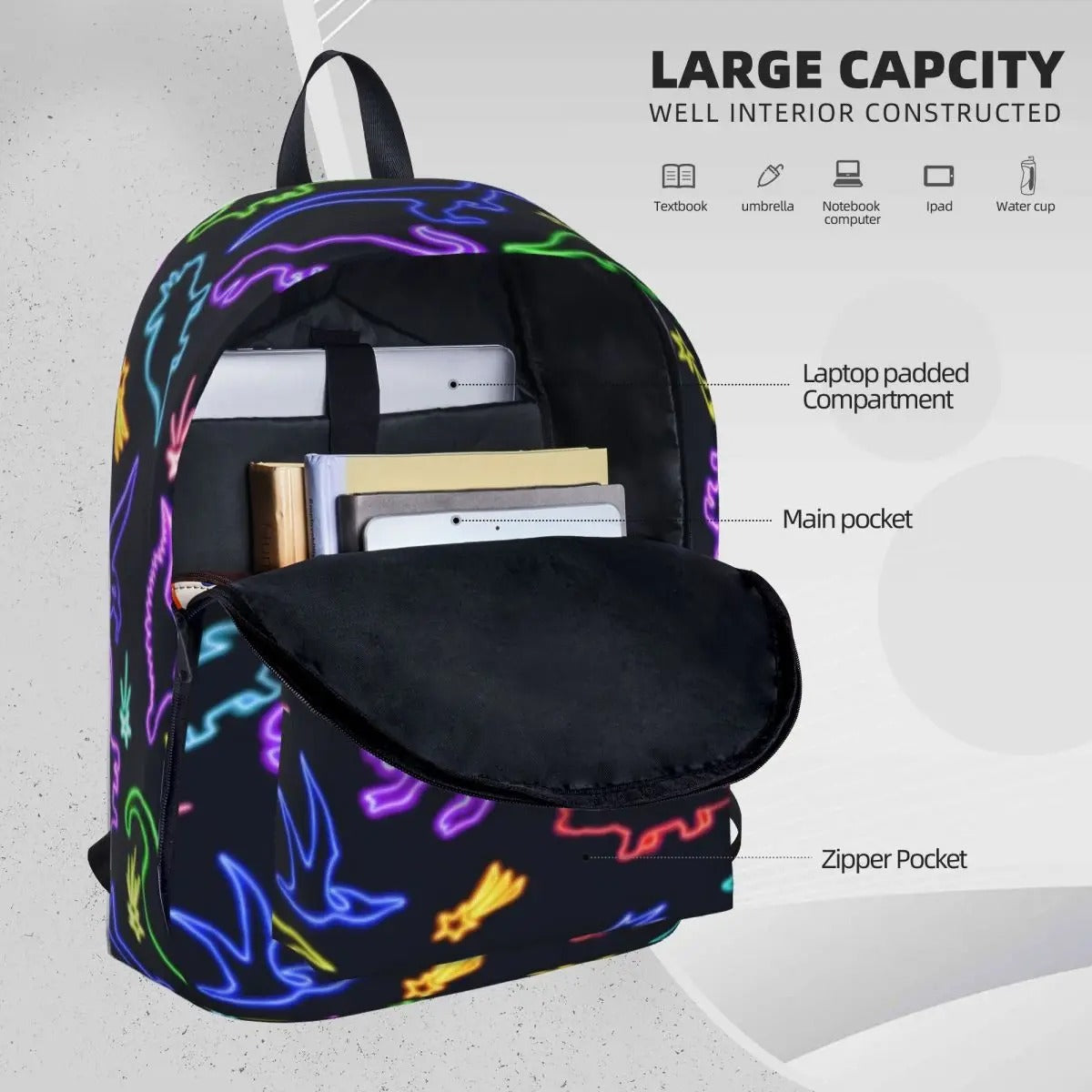 Rainbow Dinosaur Backpack