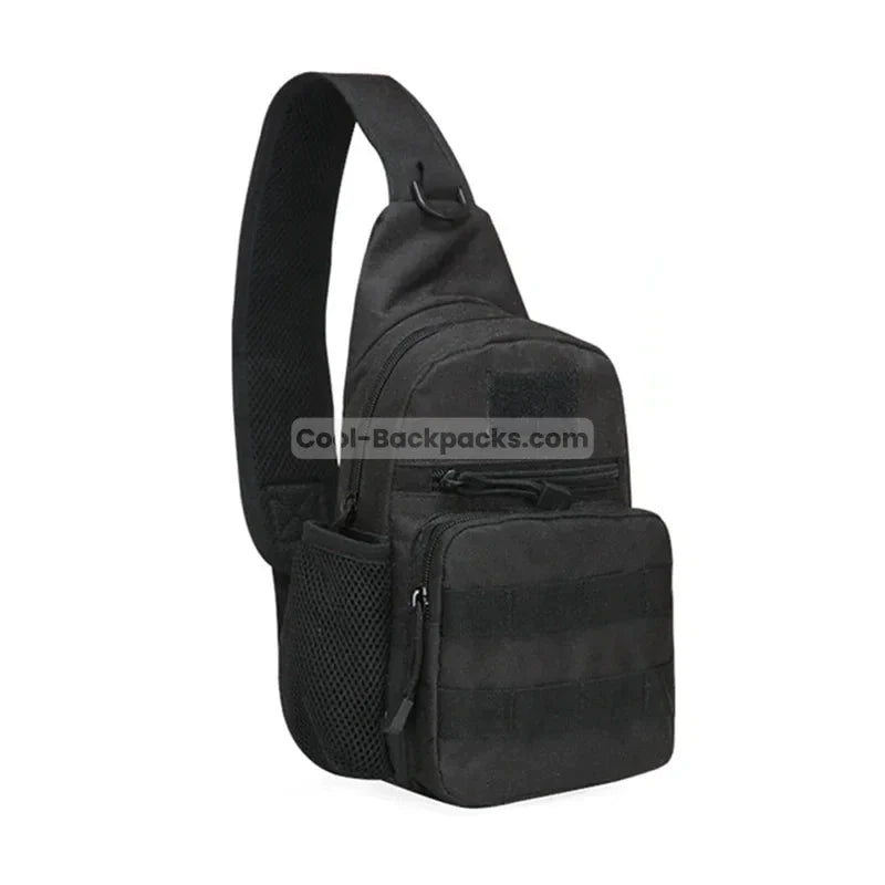 Sling Backpack With Watter Bottle Holder - Black