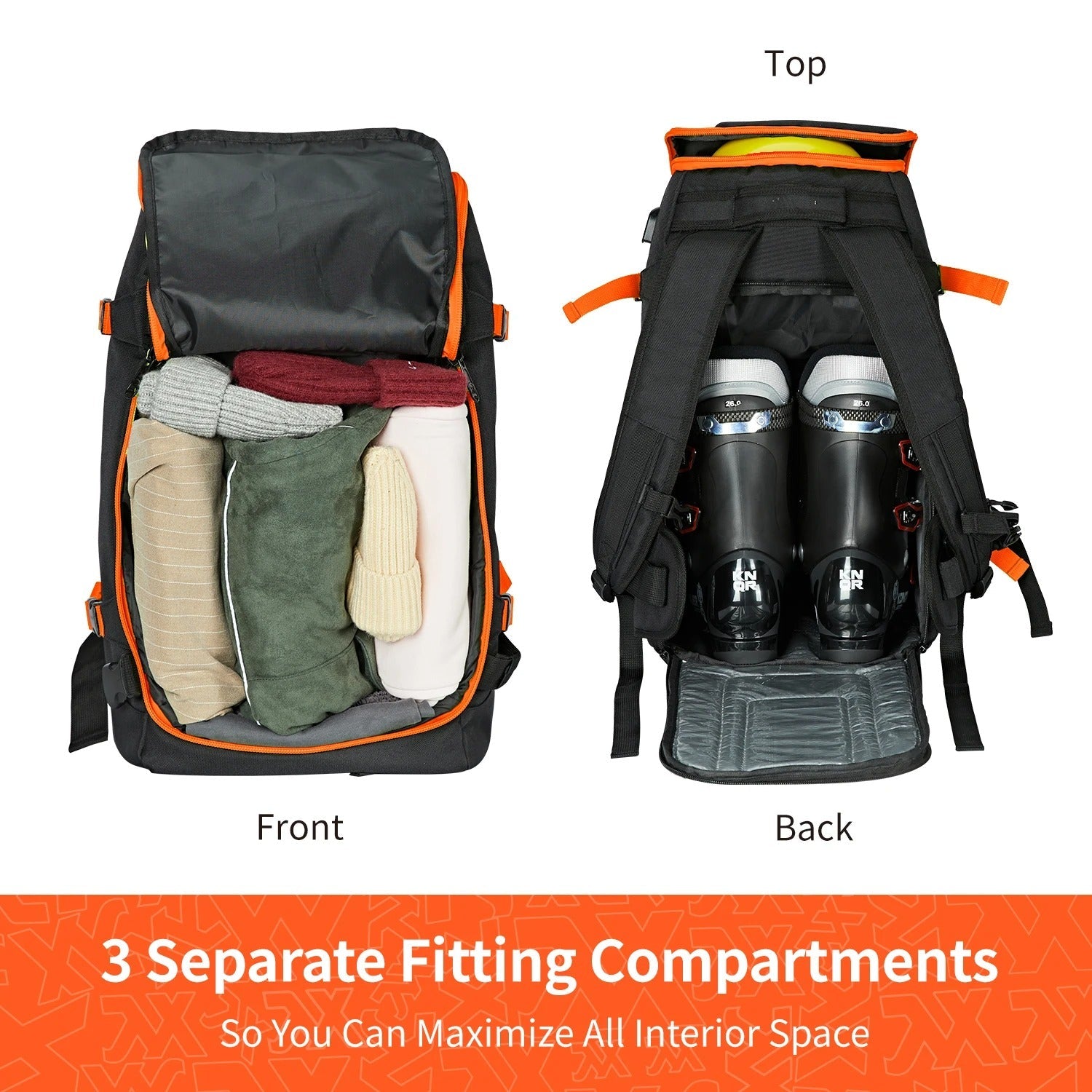 Snowboard Backpack with Helmet Holder - TX - 180 - 15 - Orange