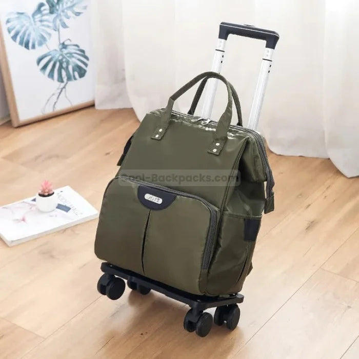 4 Wheel Rolling Backpack - Army Green / Large