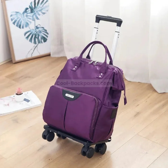 4 Wheel Rolling Backpack - Purple / Large