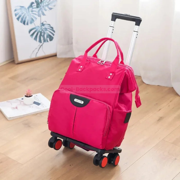 4 Wheel Rolling Backpack - Rose / Large