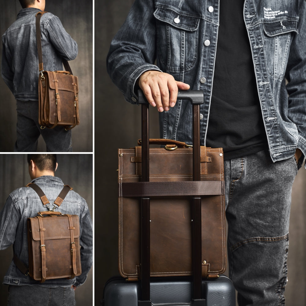 Convertible Leather Tote Backpack