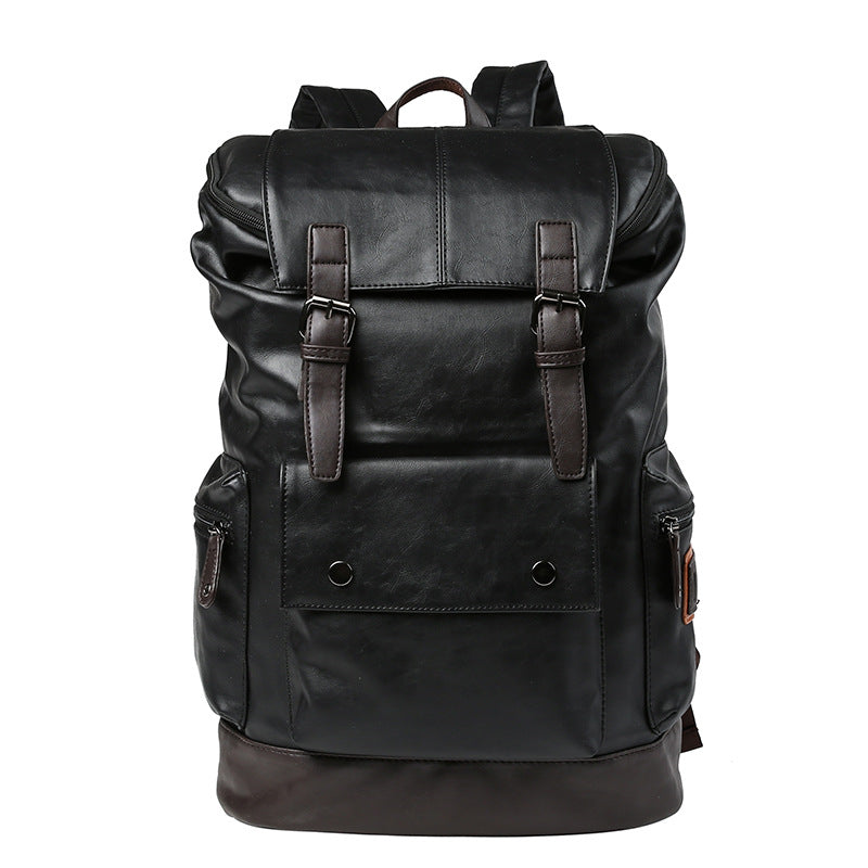 Black Leather Motorcycle Backpack