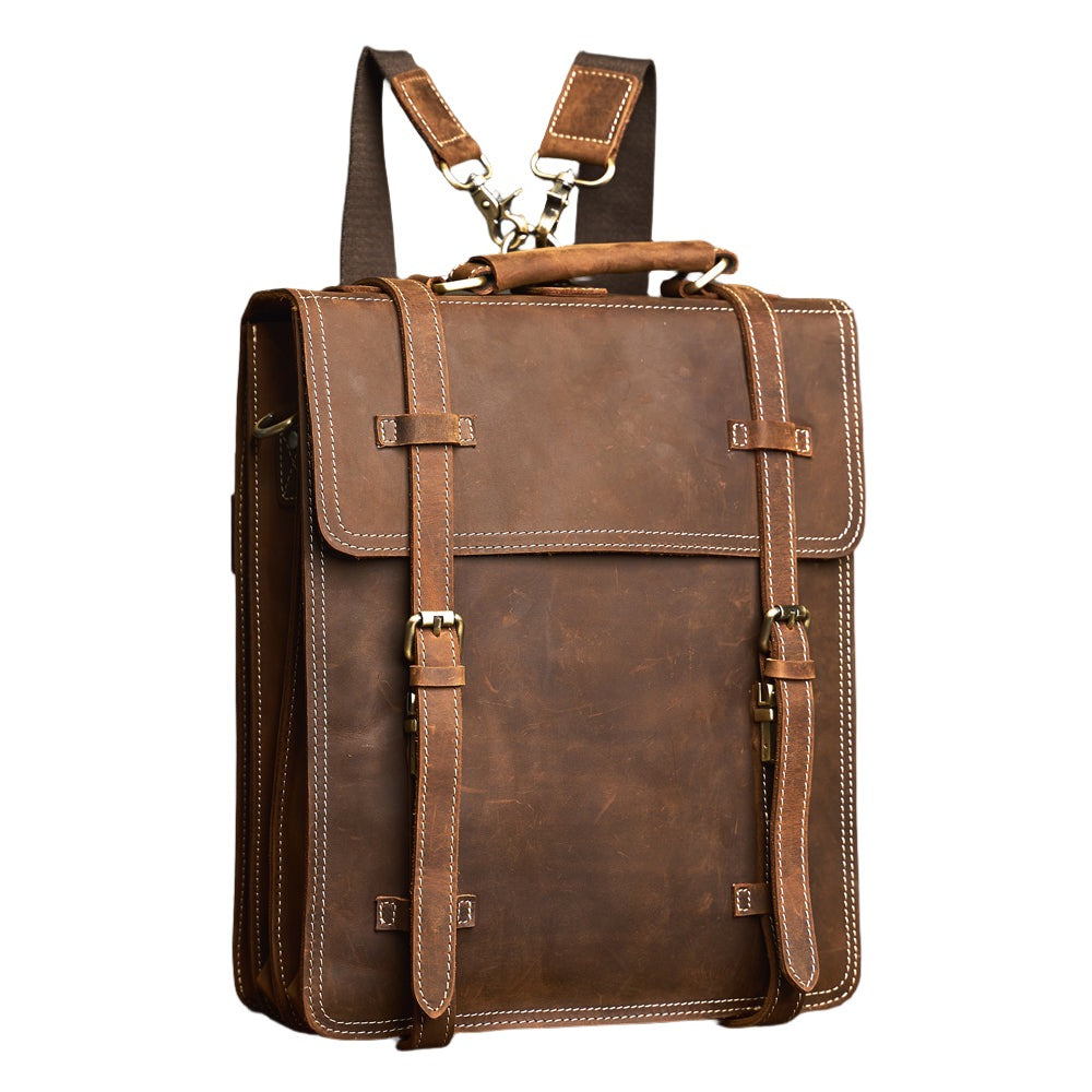 Convertible Leather Tote Backpack