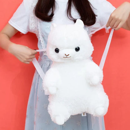 Alpaca Plush Backpack - White