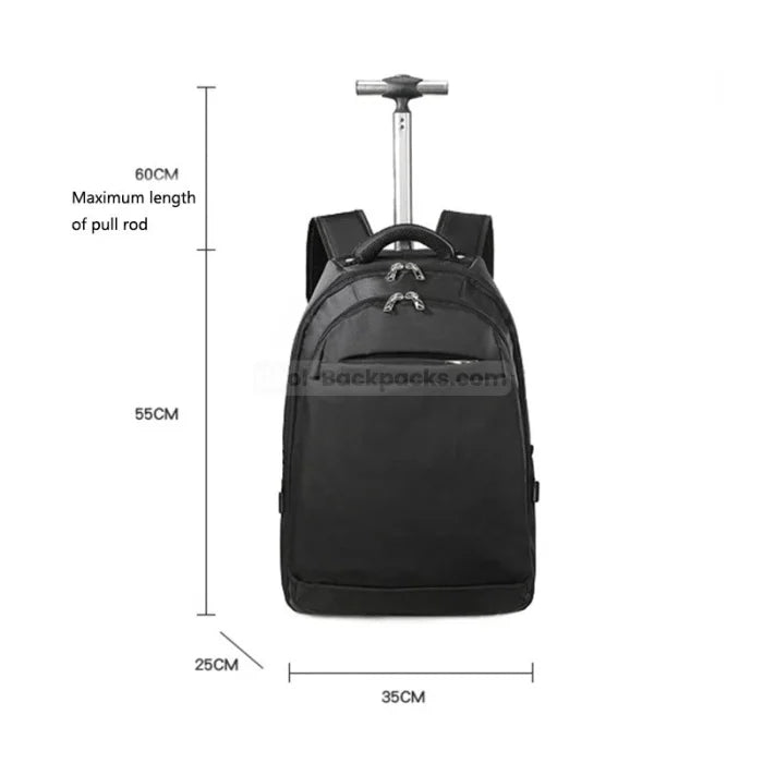 Anti-Theft Rolling Backpack - Black