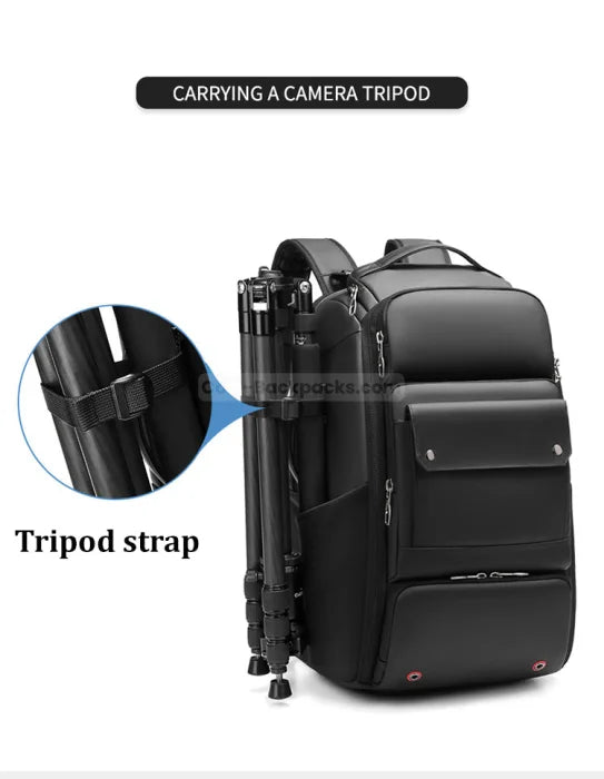 Back Opening Camera Backpack - Black