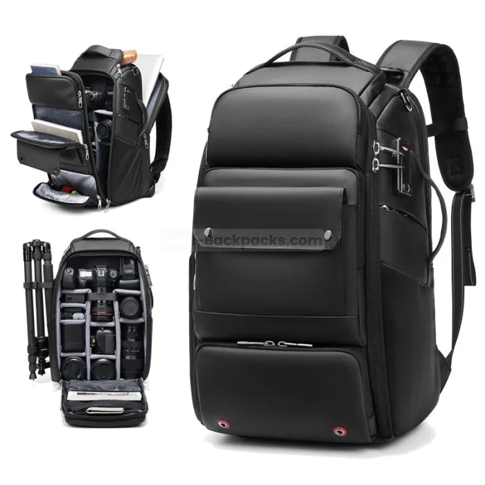 Back Opening Camera Backpack - Black