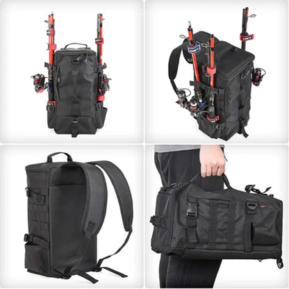 Backpack Fishing Rod Holder - 17L - Black Bag