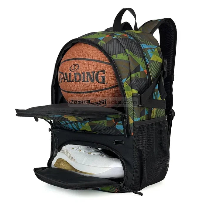 Backpack with Basketball Holder - army green