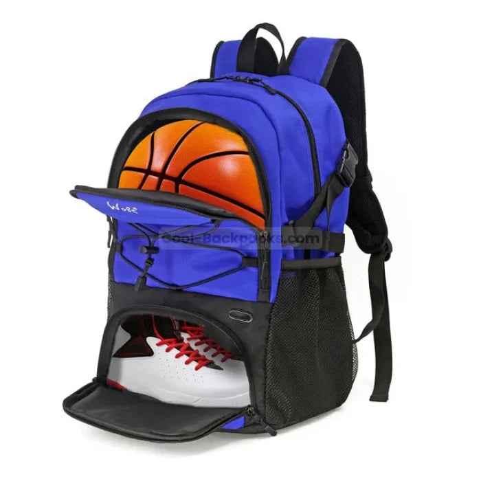 Backpack with Basketball Holder - Blue