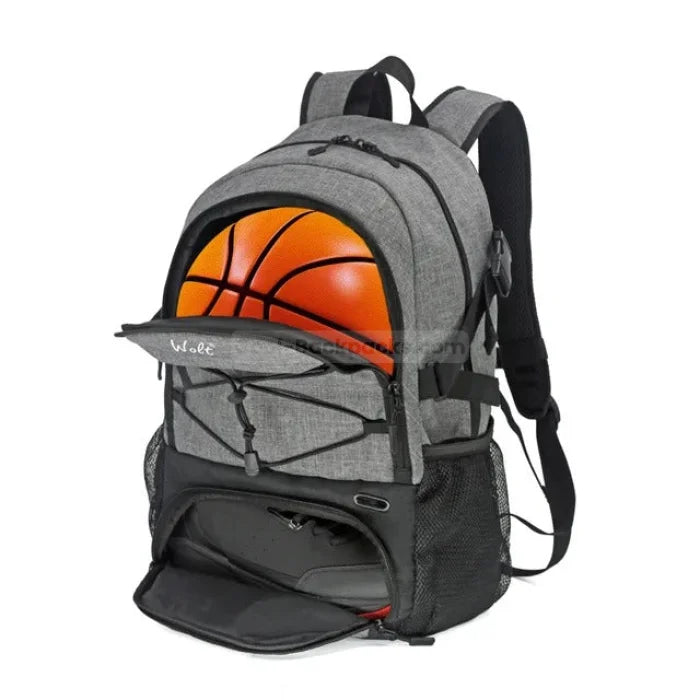 Backpack with Basketball Holder - Gray