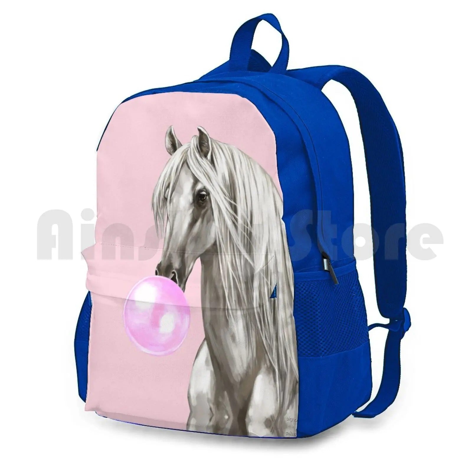 Backpack with Horse on It - Backpack - Blue
