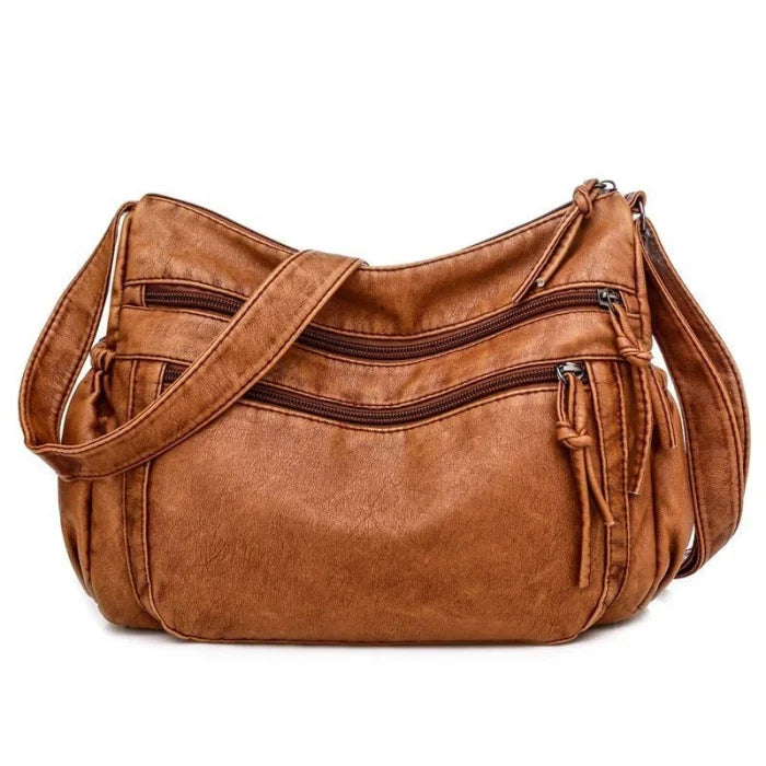 Black and Brown Leather Messenger Bag