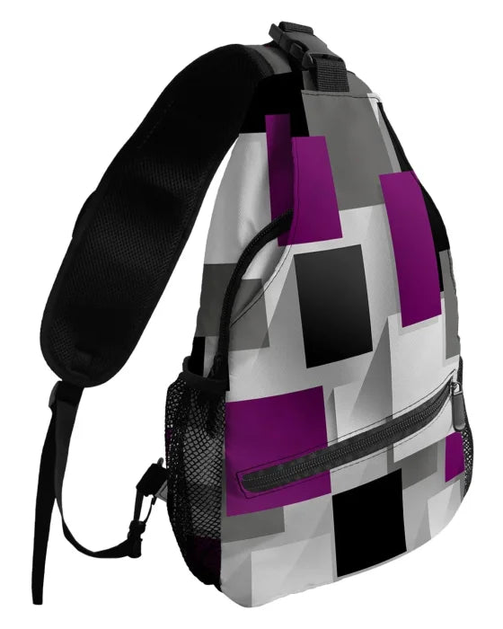 Black and Purple Messenger Bag - 28CMx10CMx38CM