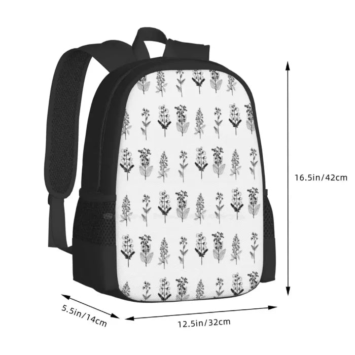 Black and White Floral Backpack