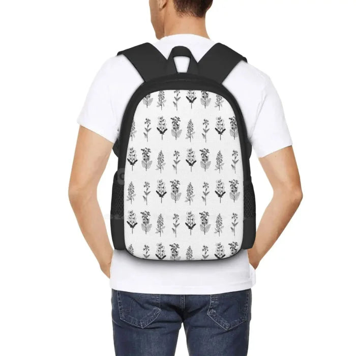 Black and White Floral Backpack