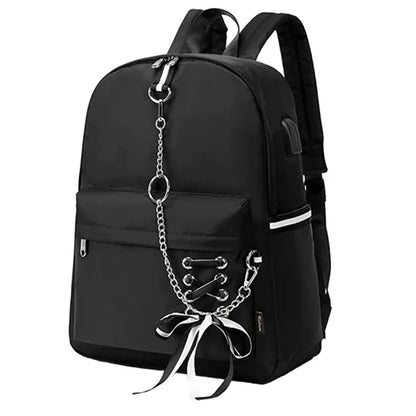 Black Backpack with Chain