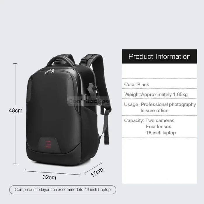 Black Camera Backpack - Black