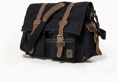 Black Canvas Messenger Bag