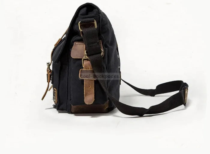 Black Canvas Messenger Bag