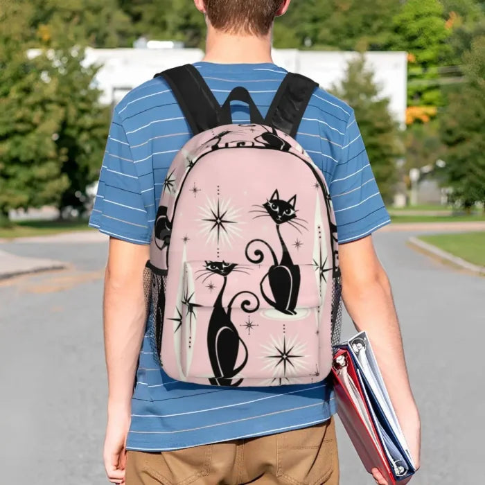 Black Cat Pink Backpack