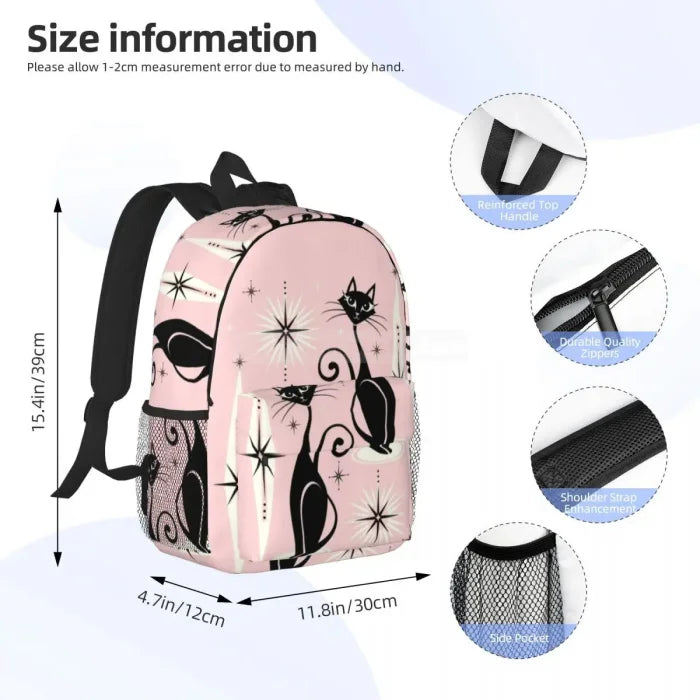 Black Cat Pink Backpack