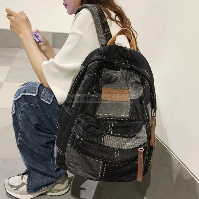 Black Denim Backpack