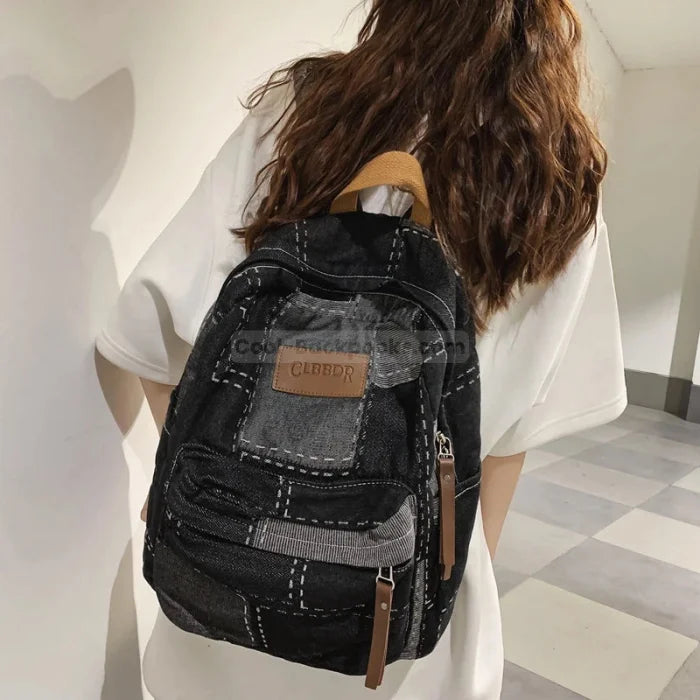 Black Denim Backpack