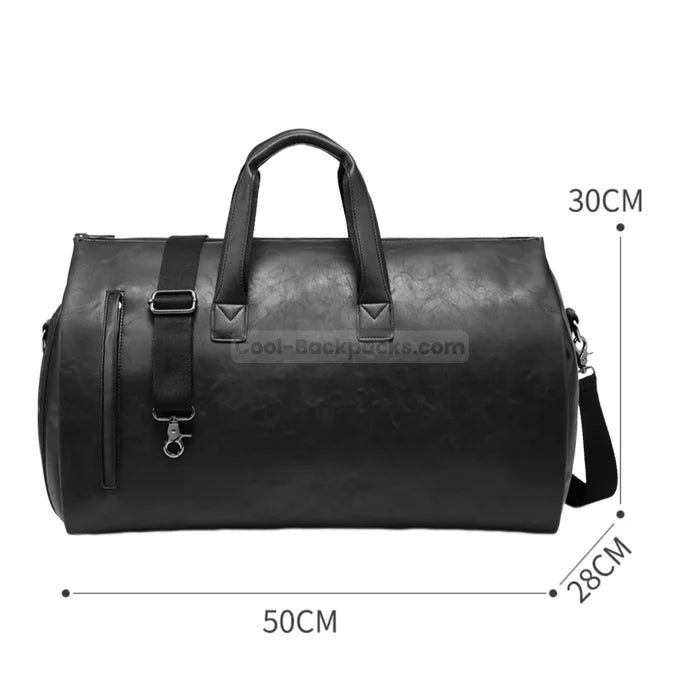 Black Leather Duffel Bag - Black