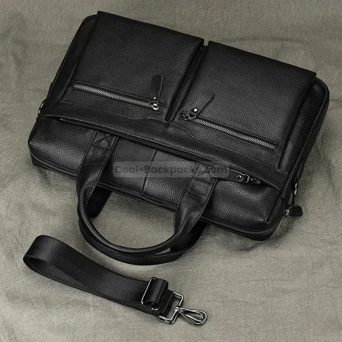 Black Leather Messenger Bag