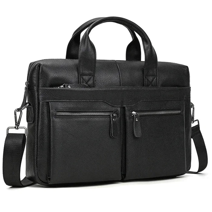 Black Leather Messenger Bag