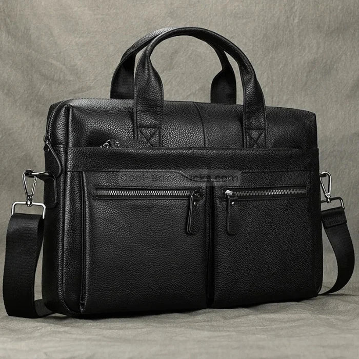 Black Leather Messenger Bag