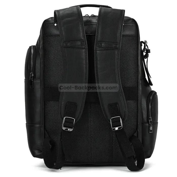 Black Leather Travel Backpack