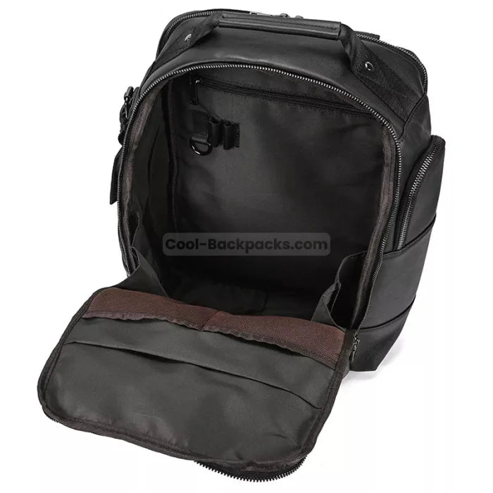 Black Leather Travel Backpack