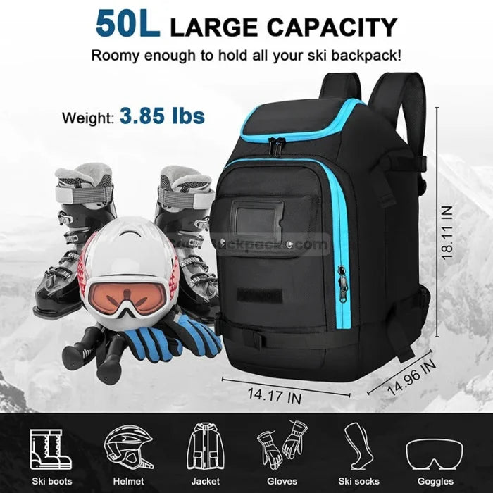 Black Snowboard Backpack - 50L