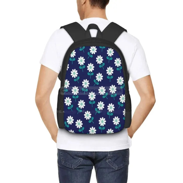 Blue and White Floral Backpack