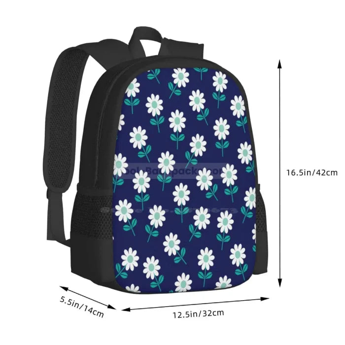 Blue and White Floral Backpack